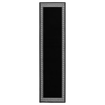 vidaXL Covor traversă, negru cu motiv, 80x400 cm, BCF