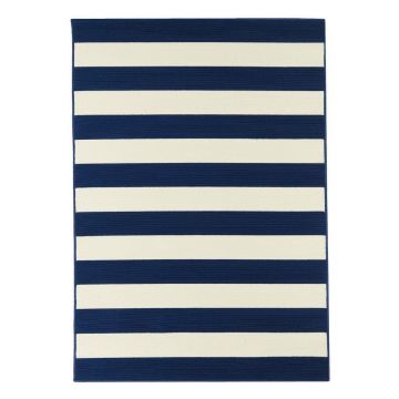 Covor adecvat pentru exterior Floorita Stripes, 133 x 190 cm, albastru - alb