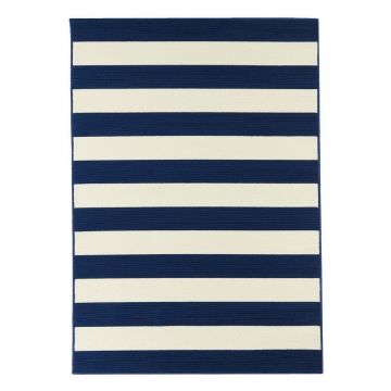 Covor adecvat pentru exterior Floorita Stripes, 133 x 190 cm, albastru - alb