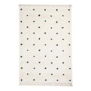 Covor Think Rugs Boho Dots, 120 x 170 cm, alb-negru