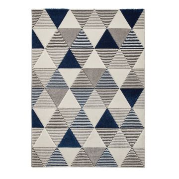 Covor Think Rugs Brooklyn Geo, 120 x 170 cm, albastru-gri