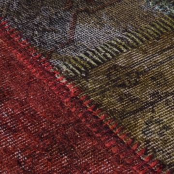 vidaXL Covor lavabil, mozaic multicolor, φ120 cm, antiderapant