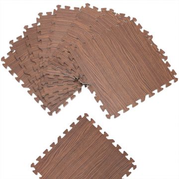 Covor pentru protectie pardoseala, Puzzle, 8 bucati, Aspect lemn maro