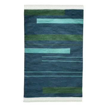 Covor reversibil pentru exterior din plastic reciclat Green Decore Marlin, 160 x 230 cm, albastru-închis