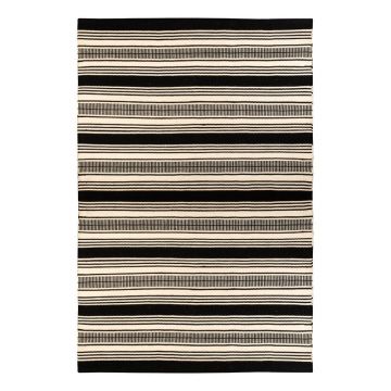 Covor reversibil pentru exterior din plastic reciclat Green Decore Zambezi, 160 x 230 cm, alb-negru