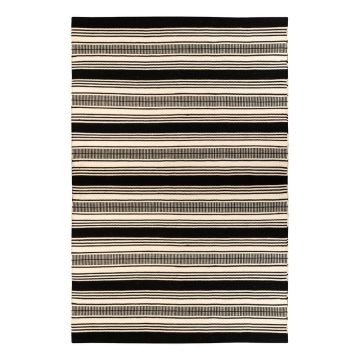 Covor reversibil pentru exterior din plastic reciclat Green Decore Zambezi, 160 x 230 cm, alb-negru