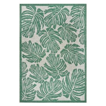 Covor adecvat pentru exterior NORTHRUGS Monstera, 200 x 290 cm, verde - bej