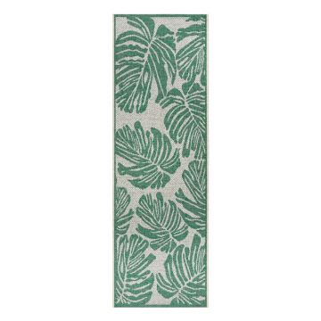 Covor adecvat pentru exterior NORTHRUGS Monstera, 70 x 200 cm, verde - bej