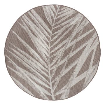 Covor adecvat pentru exterior NORTHRUGS Palm, ø 160 cm, maro - bej