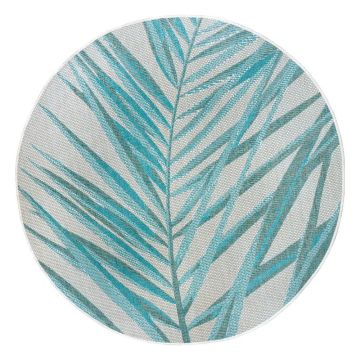 Covor adecvat pentru exterior NORTHRUGS Palm, ø 160 cm, turcoaz - bej