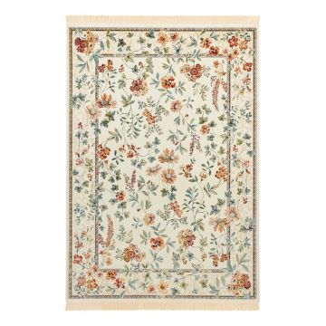 Covor crem din vîscoză 135x195 cm Oriental Flowers – Nouristan ieftin