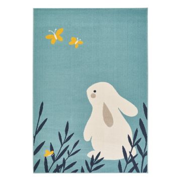 Covor pentru copii Zala Living Design Bunny Lottie, 120 x 170 cm, albastru