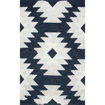 Covor rezistent Eko, AFR 01 - Navy, White, 100% bumbac, 160 x 230 cm Covor rezistent Eko, AFR 01 - Navy, White, 100% bumbac, 160 x 230 cm