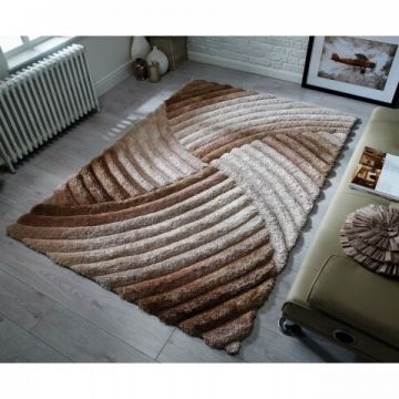 Covor Verge Furrow Natural, Flair Rugs, 160 x 230 cm, 100% poliester, maro la reducere