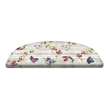 Set 16 covorașe pentru scări Vitaus Butterfly Life, 20 x 65 cm