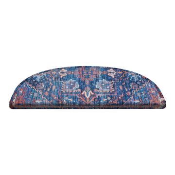 Set 16 covorașe pentru scări Vitaus Yoruk, 20 x 65 cm, albastru