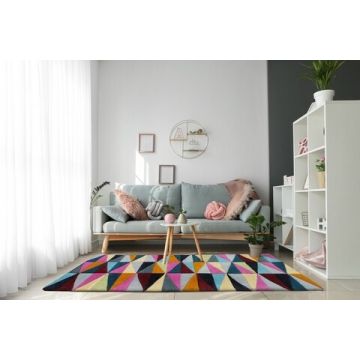 Covor Angles Bedora, 160x230 cm, 100% lana, multicolor, finisat manual Covor Angles Bedora, 160x230 cm, 100% lana, multicolor, finisat manual