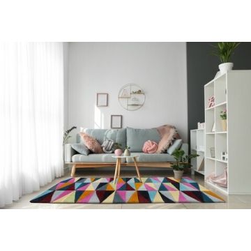 Covor Angles Bedora, 160x230 cm, 100% lana, multicolor, finisat manual