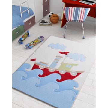 Covor Baby Ship - Blue, Confetti, 100x150 cm, poliamida, multicolor