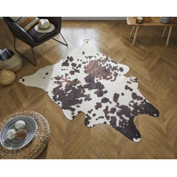 Covor FAUX ANIMAL COW PRINT, 155x195 cm, 100% poliester, Alb/Negru