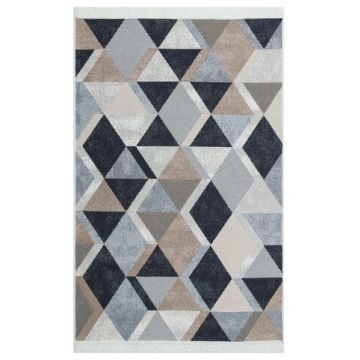 Covor Kilim cu 2 fete, Arya 10 Beige/Black, Baketo, 100% bumbac reciclat, 80x300 cm Covor Kilim cu 2 fete, Arya 10 Beige/Black, Baketo, 100% bumbac reciclat, 80x300 cm