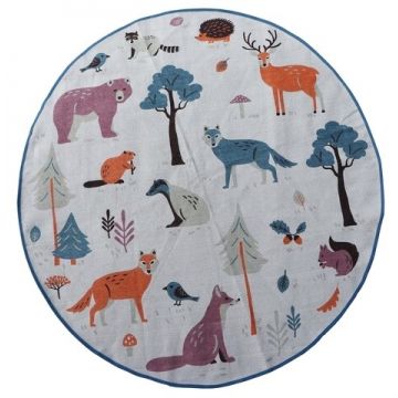 Covor pentru copii Animals Print, Heinner, Ø110 cm, bumbac, multicolor Covor pentru copii Animals Print, Heinner, Ø110 cm, bumbac, multicolor