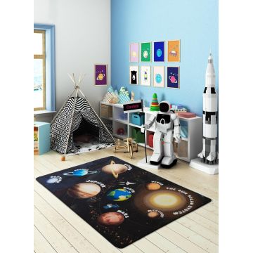 Covor Planets - Black, Confetti, 100x150 cm, poliamida, multicolor