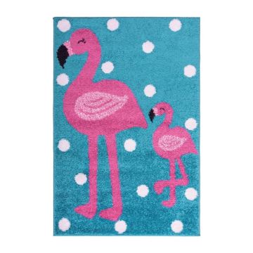 Covor Play Days Flamingo Pink/Blue, 100% poliester, 80x120 cm, multicolor
