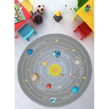 Covor Universe - Grey, Confetti, 133x133 cm, poliamida, multicolor