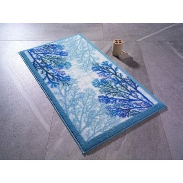 Covoras de baie Coral, Confetti, 57x100 cm, albastru