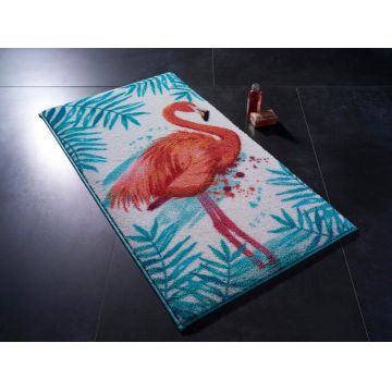 Covoras de baie Flamingo, Confetti, 80x140 cm, turcoaz