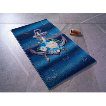 Covoras de baie Romantic Anchor, Confetti, 57x100 cm, bleumarin