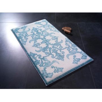 Covoras de baie Shabby Damask, Confetti, 80x140 cm, albastru