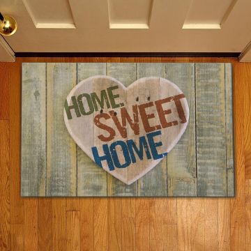 Covoras de intrare Heart home sweet home, Casberg, 38x58 cm, poliester,