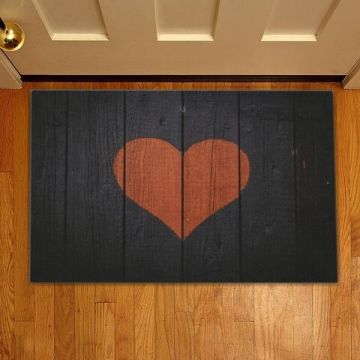 Covoras de intrare Red heart, Casberg, 38x58 cm, poliester, rosu/negru