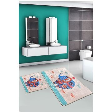 Set 2 covorase de baie Etnic Rectangle, Chilai, 50x60 cm/60x100 cm, multicolor