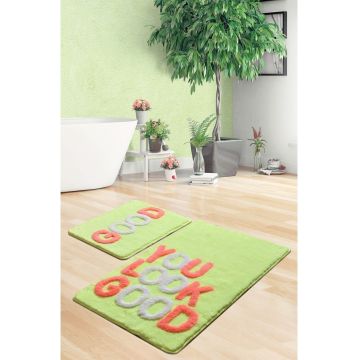 Set 2 covorase de baie Good, Chilai, 50x60 cm/60x100 cm, verde