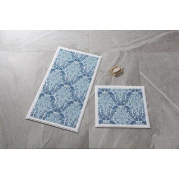 Set 2 covorase de baie Ornamental, Confetti, 50x57 cm/57x100 cm, albastru