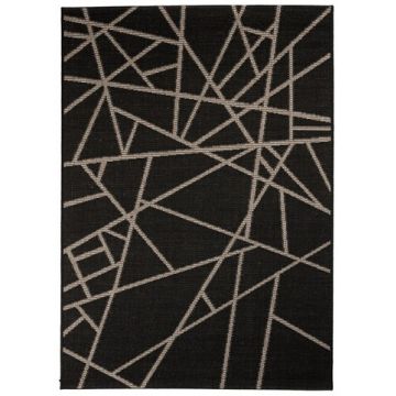 Covor Ovideo, Decorino, 60x110 cm, polipropilena, negru/gri ieftin