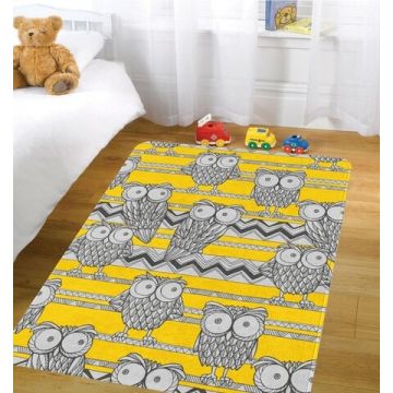 Covor Owl, Oyo Kids, 80x140 cm, poliester, multicolor