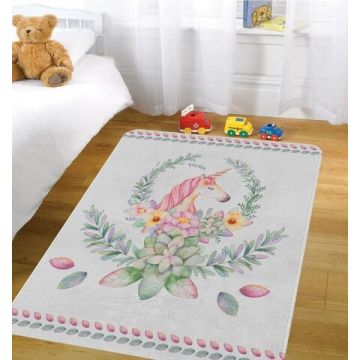 Covor Unicorn, Oyo Kids, 100x140 cm, poliester, multicolor