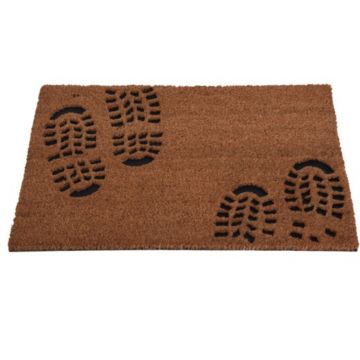 Covoras de intrare Footprint, 39x59 cm, fibra de cocos, maro/negru