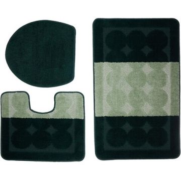 Set 3 covorase de baie Edremit, Confetti, 47x50 cm/50x60 cm/60x100 cm, verde