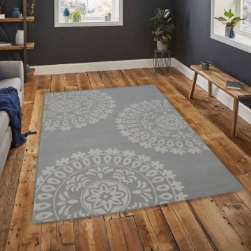 Covor Mandala Bedora,100x200 cm, 100% lana, multicolor, finisat manual la reducere