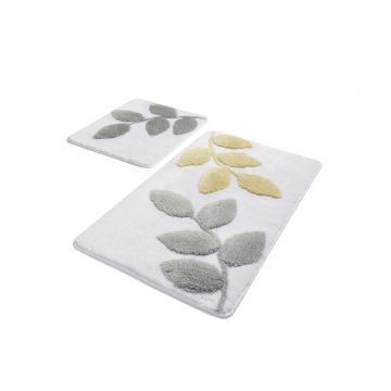 Set 2 covoare baie Innovia , 60x100 cm, 50x60 cm, Antiderapant, Alb-Gri