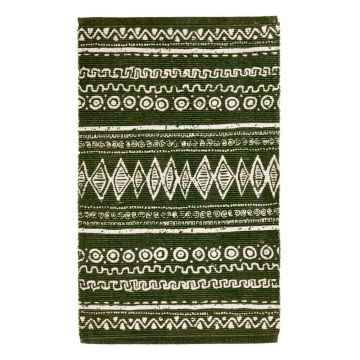 Covor din bumbac Webtappeti Ethnic, 55 x 110 cm, verde-alb