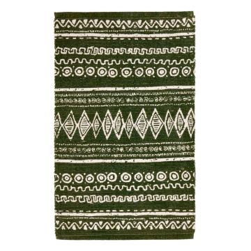 Covor din bumbac Webtappeti Ethnic, 55 x 140 cm, verde-alb