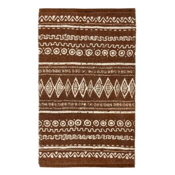 Covor din bumbac Webtappeti Ethnic, 55 x 180 cm, maro-alb ieftin