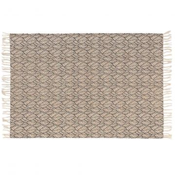Covor din bumbac si iuta, Kalinda Natural / Negru, 120 x 170 cm la reducere
