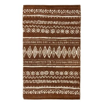 Covor din bumbac Webtappeti Ethnic, 55 x 110 cm, maro-alb Covor din bumbac Webtappeti Ethnic, 55 x 110 cm, maro-alb